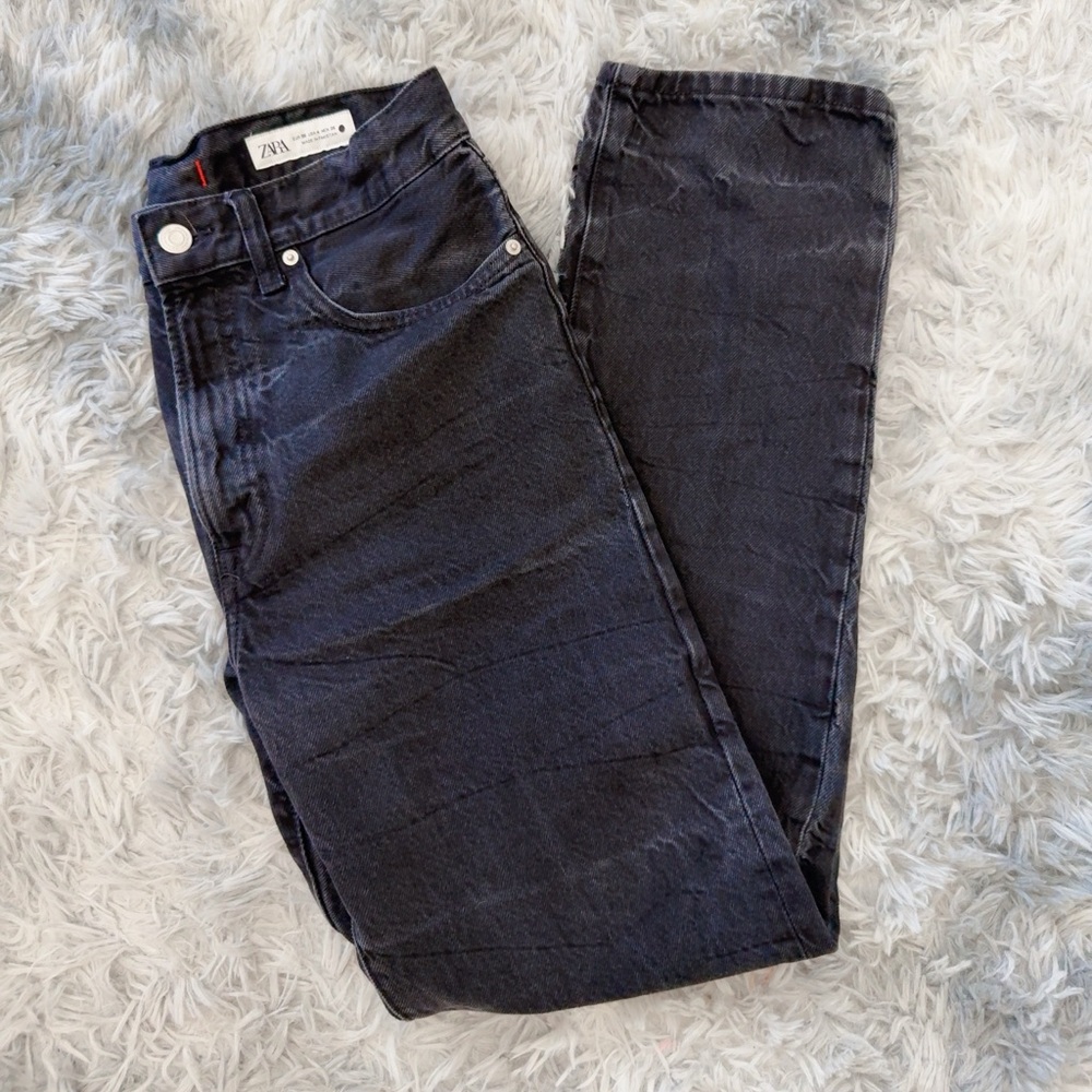 ZARA VINTAGE WASH HIGH RISE MOM JEANS - Picture 6 of 7